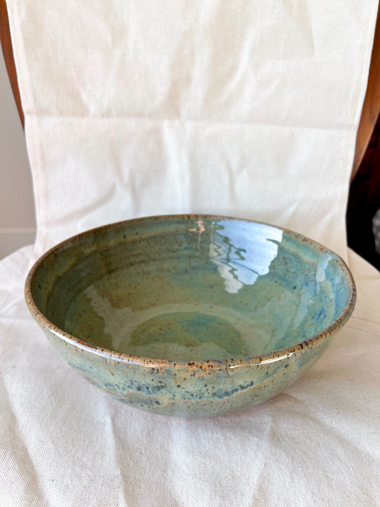 Speckled Seafoam Serving Bowl