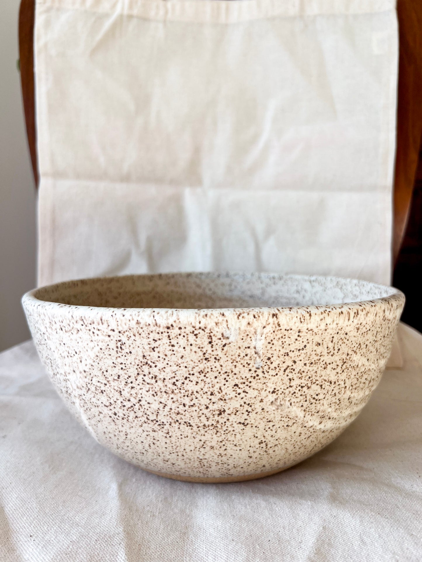 Speckled White Matte Serving Bowl