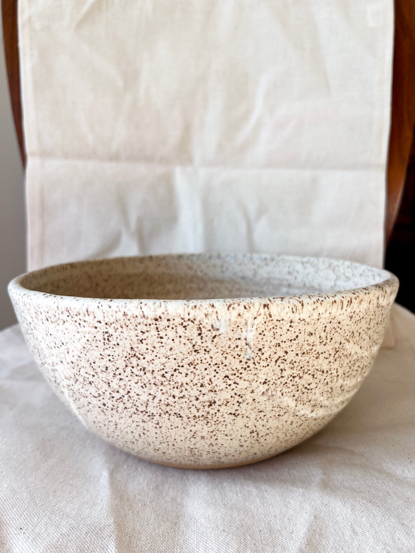 Speckled White Matte Serving Bowl