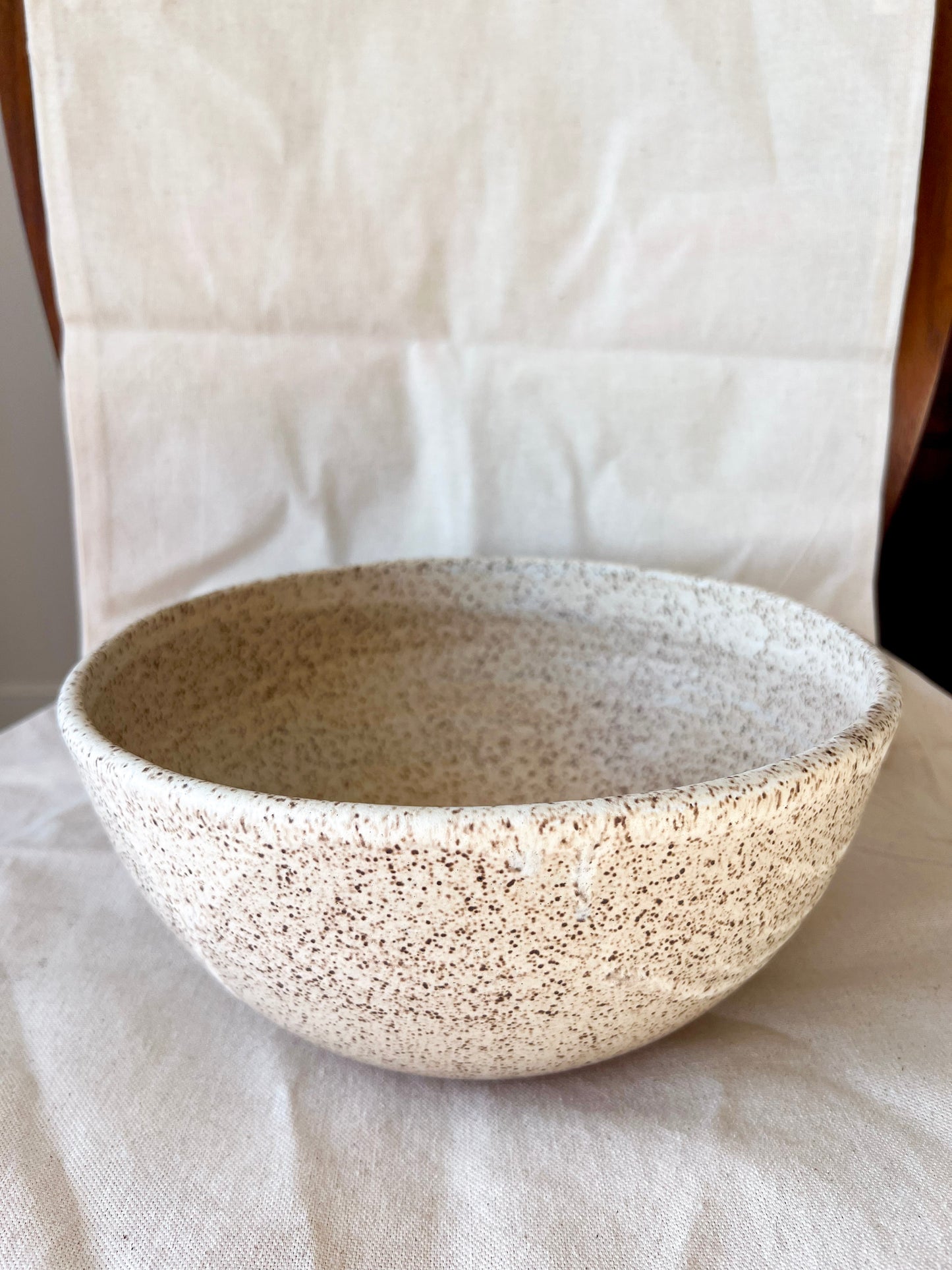 Speckled White Matte Serving Bowl
