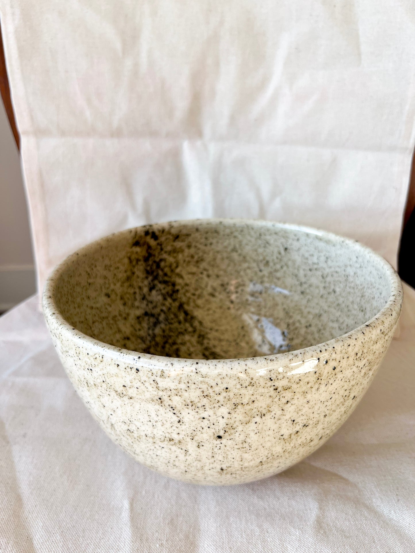 Speckled White Shiny Serving Bowl