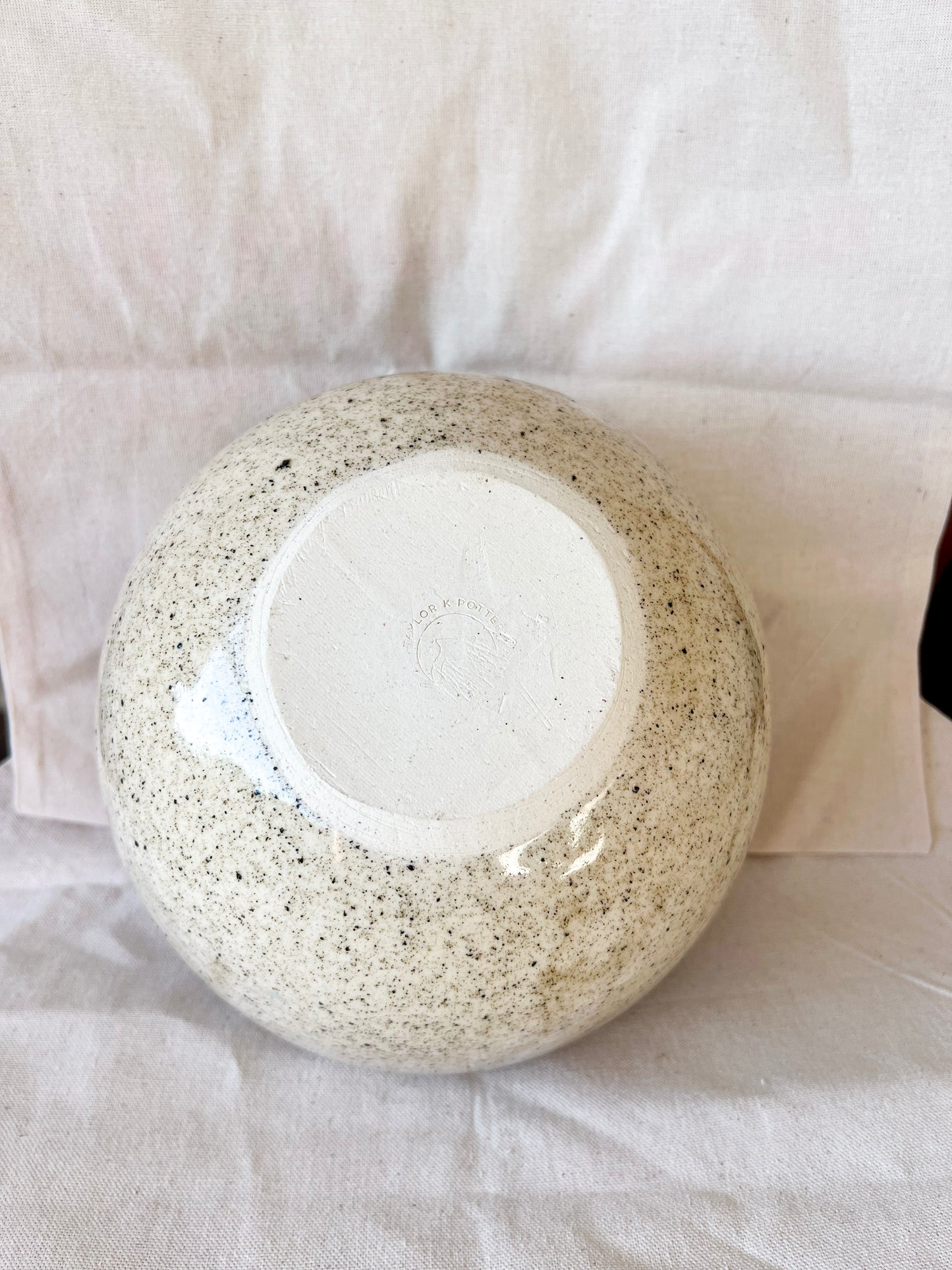 Speckled White Shiny Serving Bowl