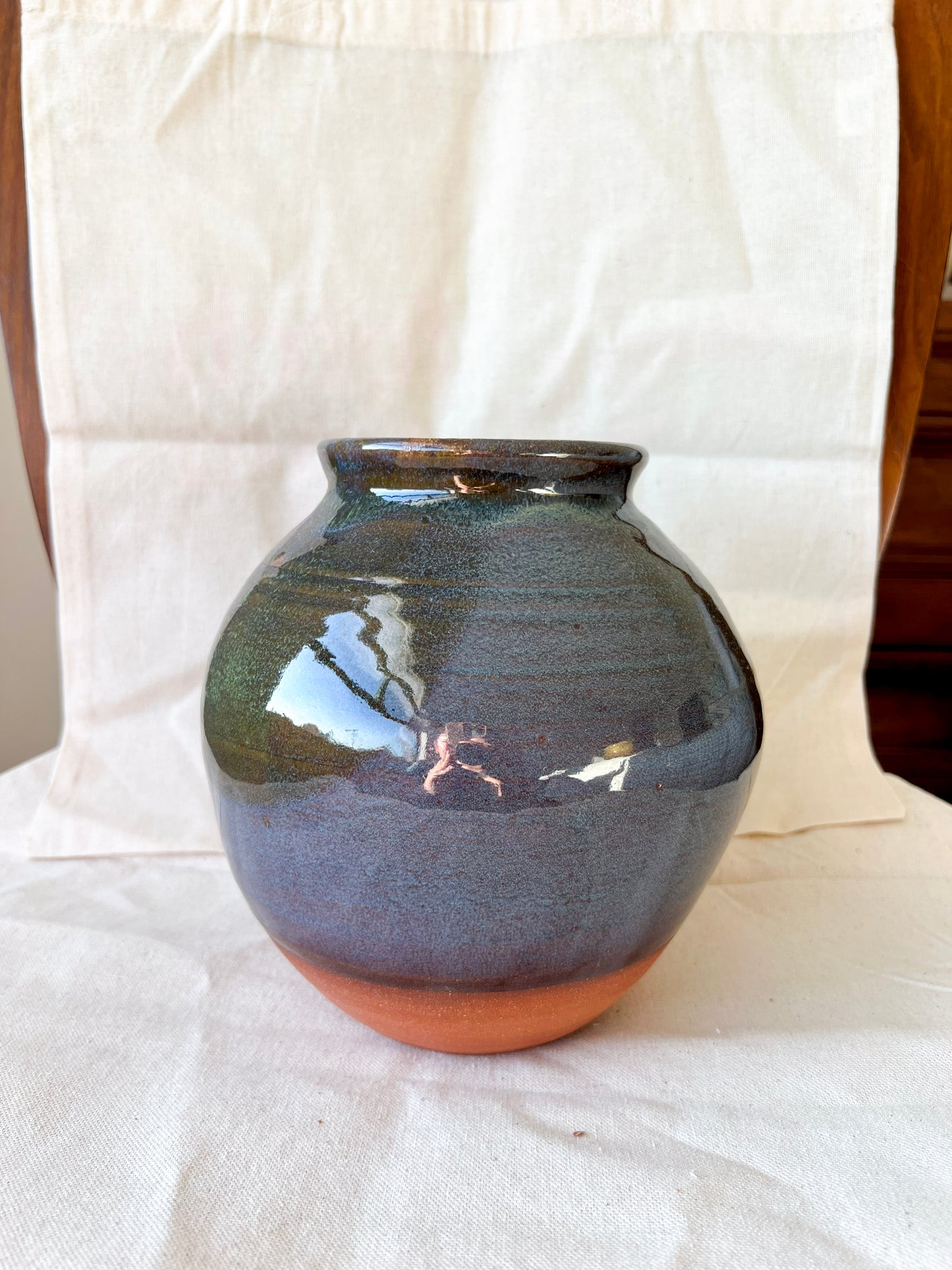 Deep Blue Green Moon Jar