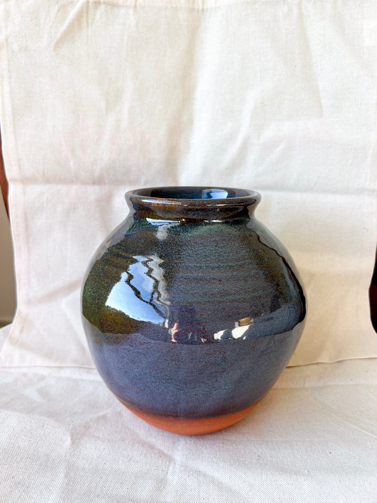 Deep Blue Green Moon Jar