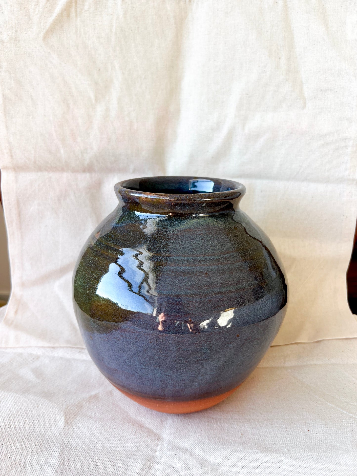 Deep Blue Green Moon Jar