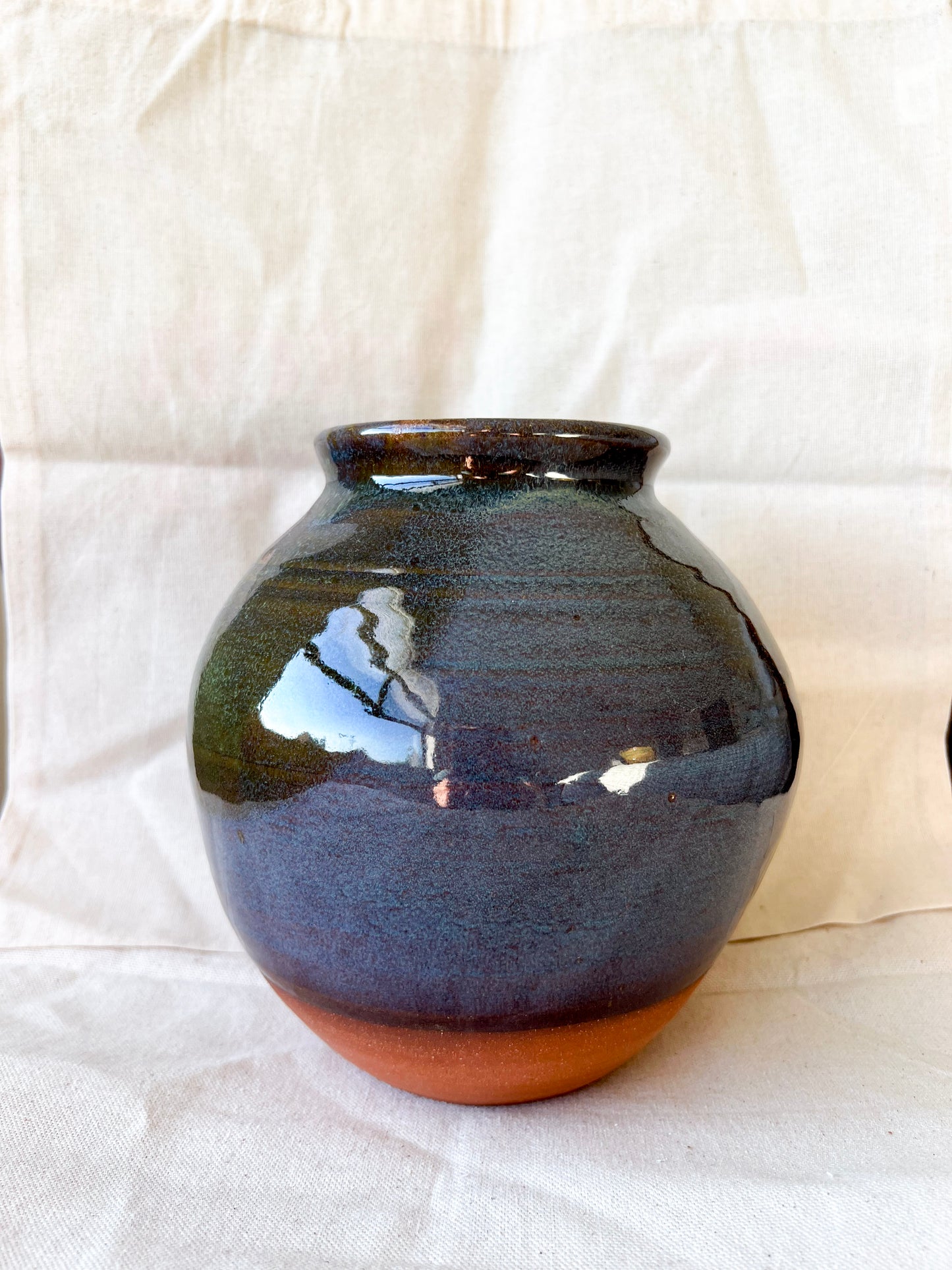 Deep Blue Green Moon Jar