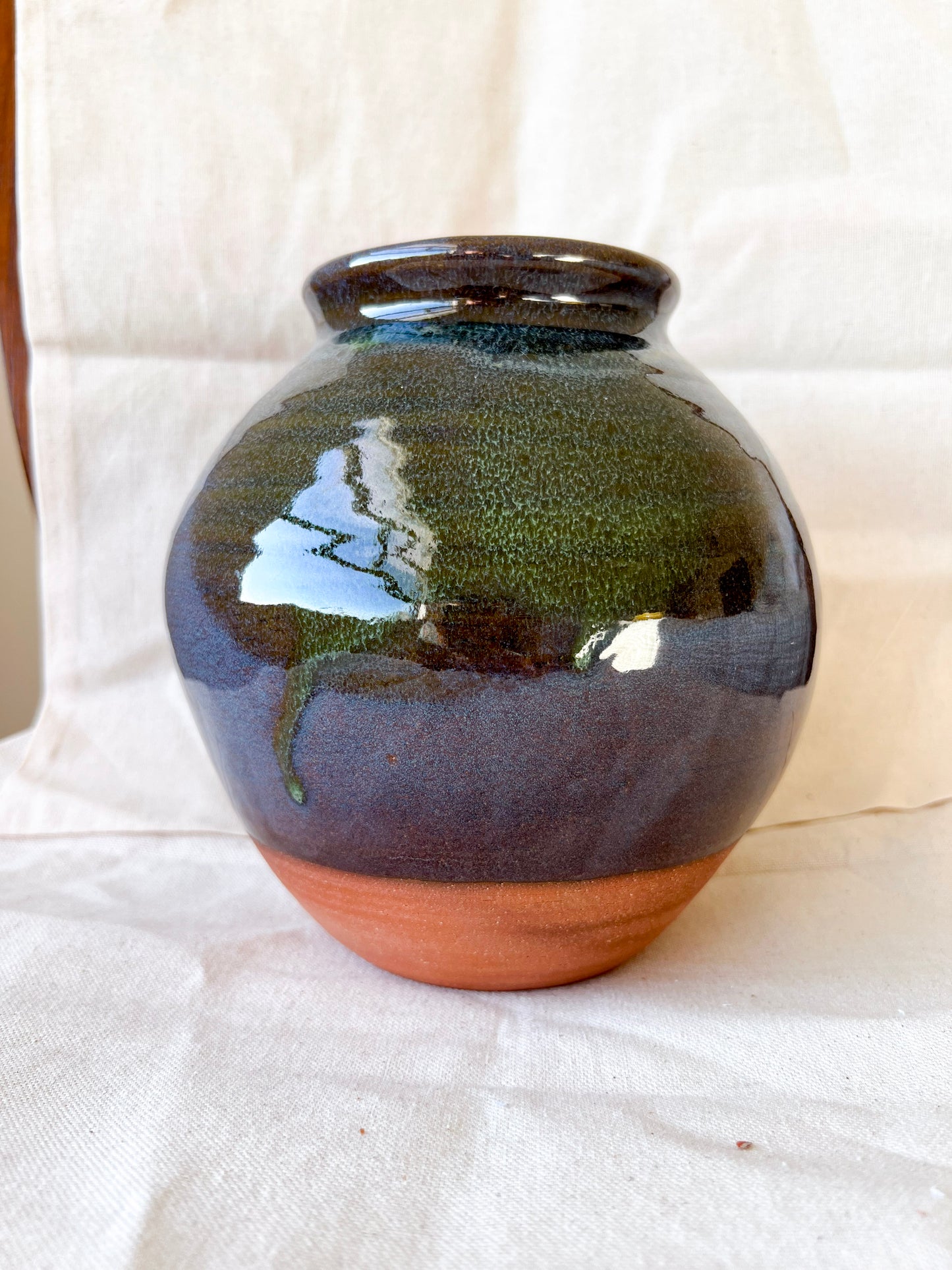 Deep Blue Green Moon Jar