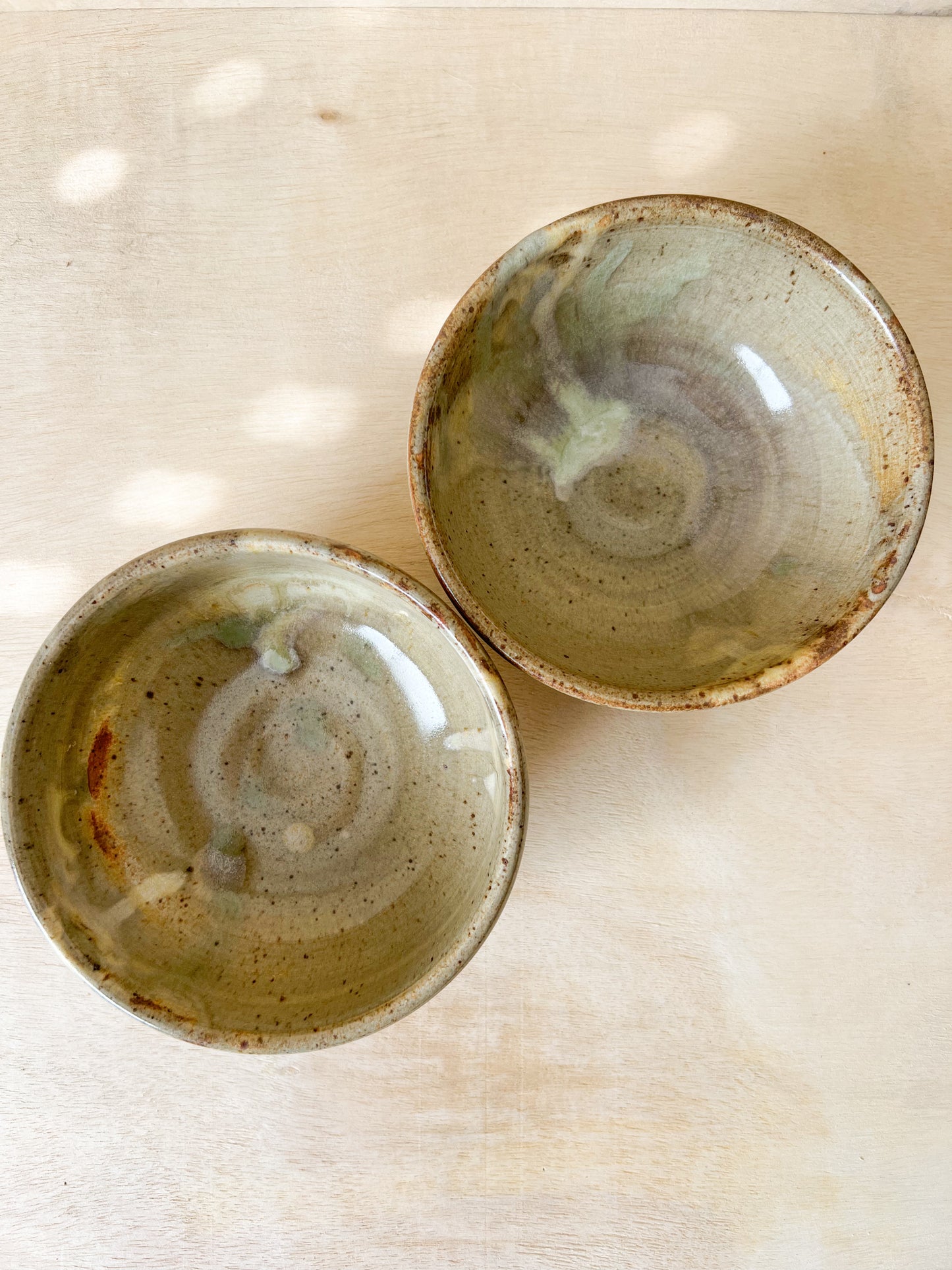 Set of Two (2) Bowls in Soft Green