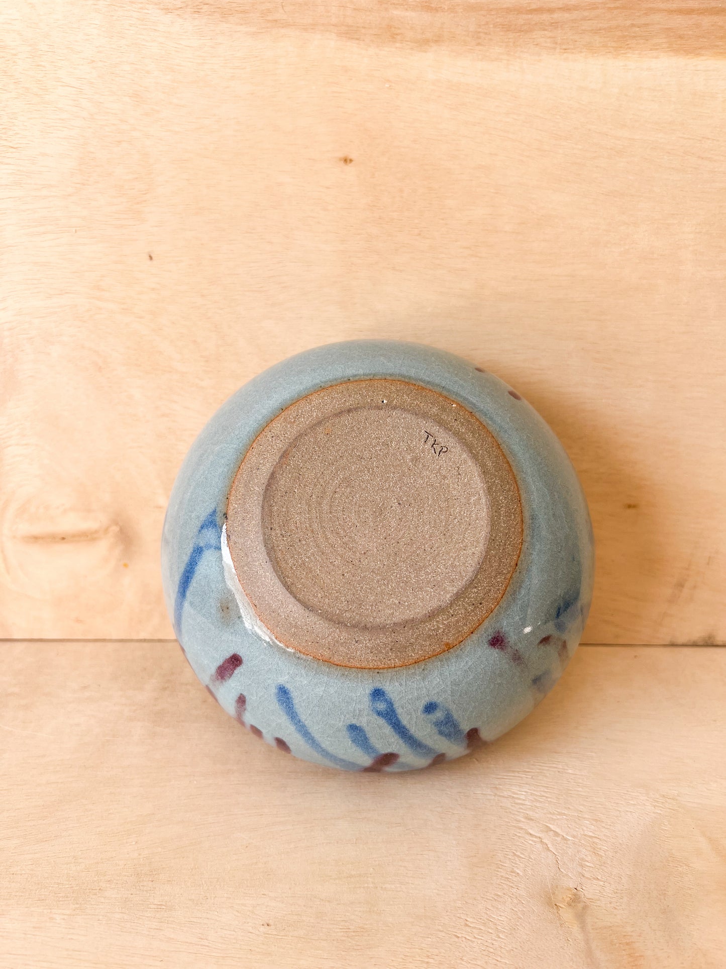 Bowl in Blue with Red Wash