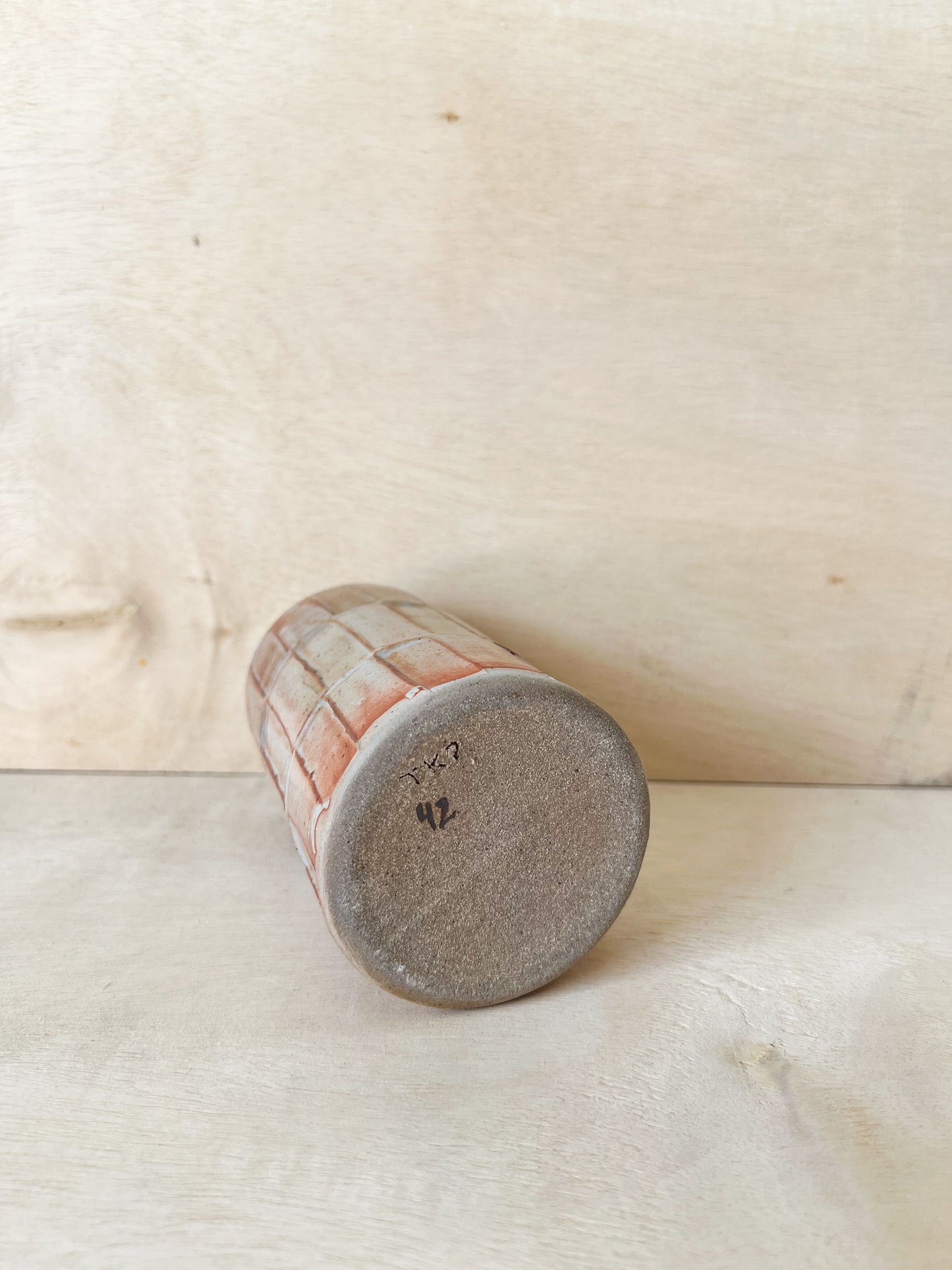 Small Sunset Shino Carved Vase