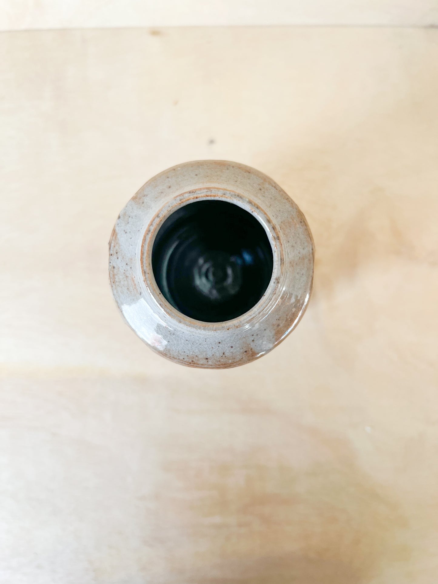Small Dark Sunset Shino Carved Vase