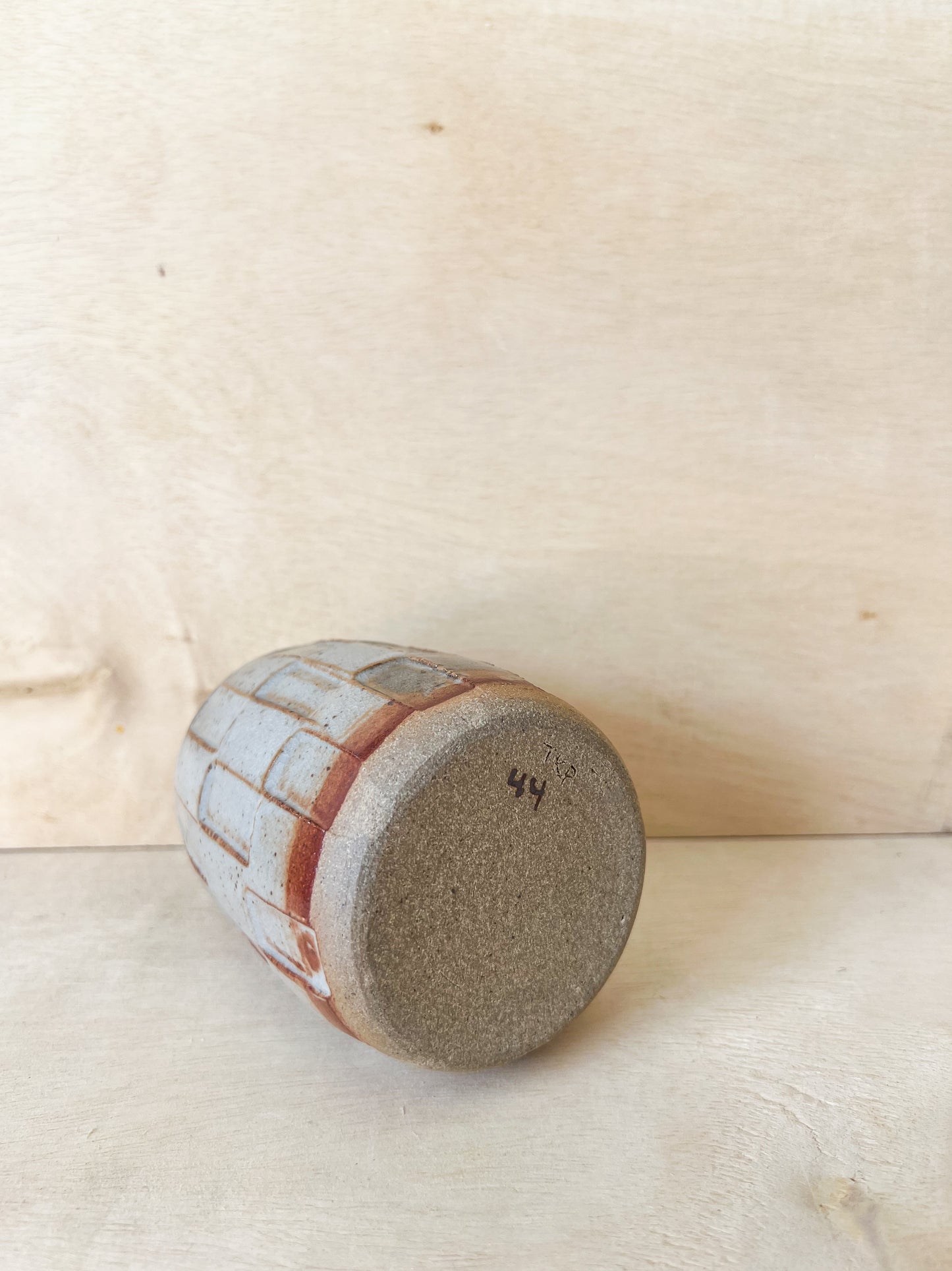 Small Carved Light Grey/Blue Vase