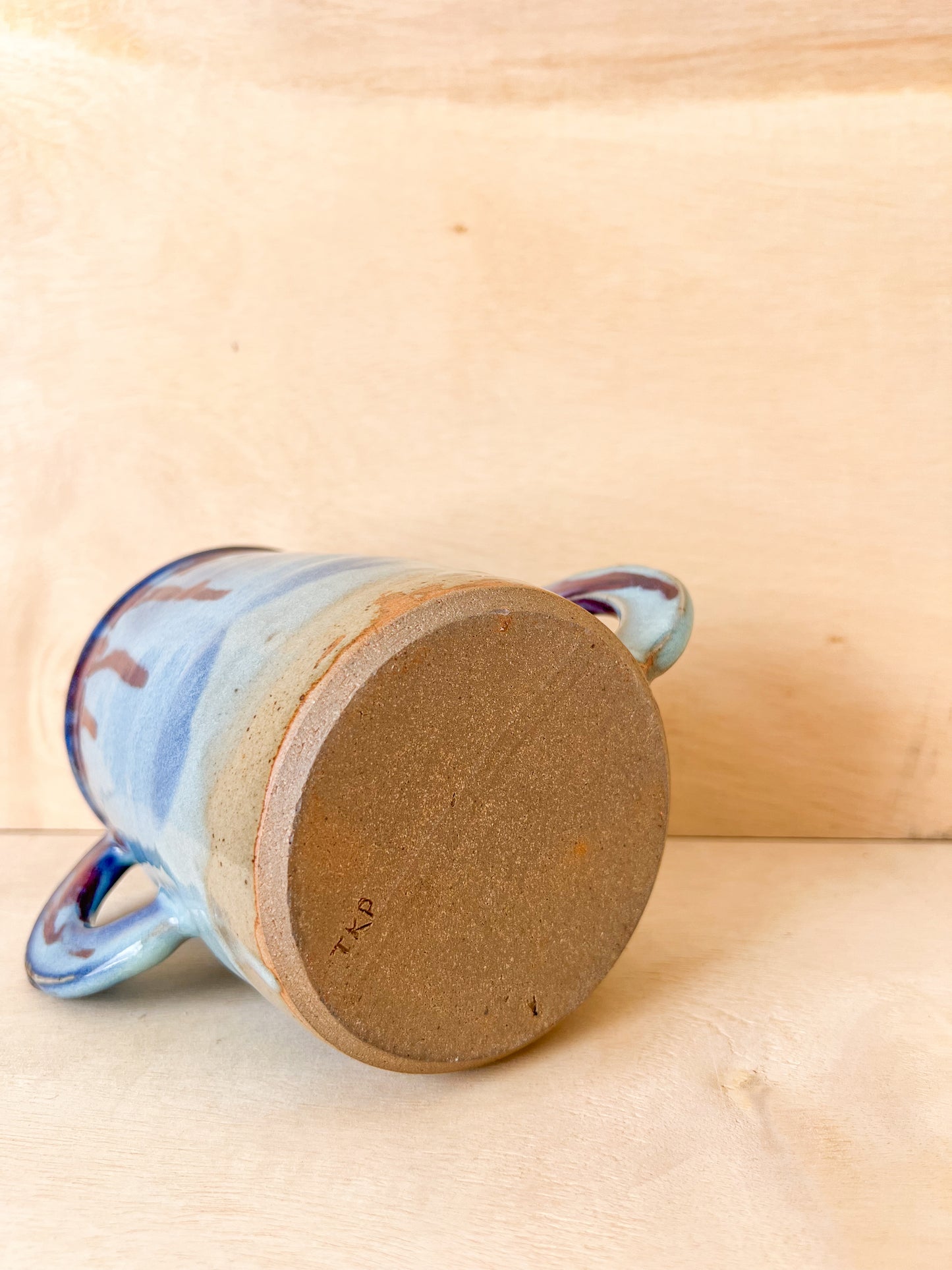 Crock in Blue with Red Wash