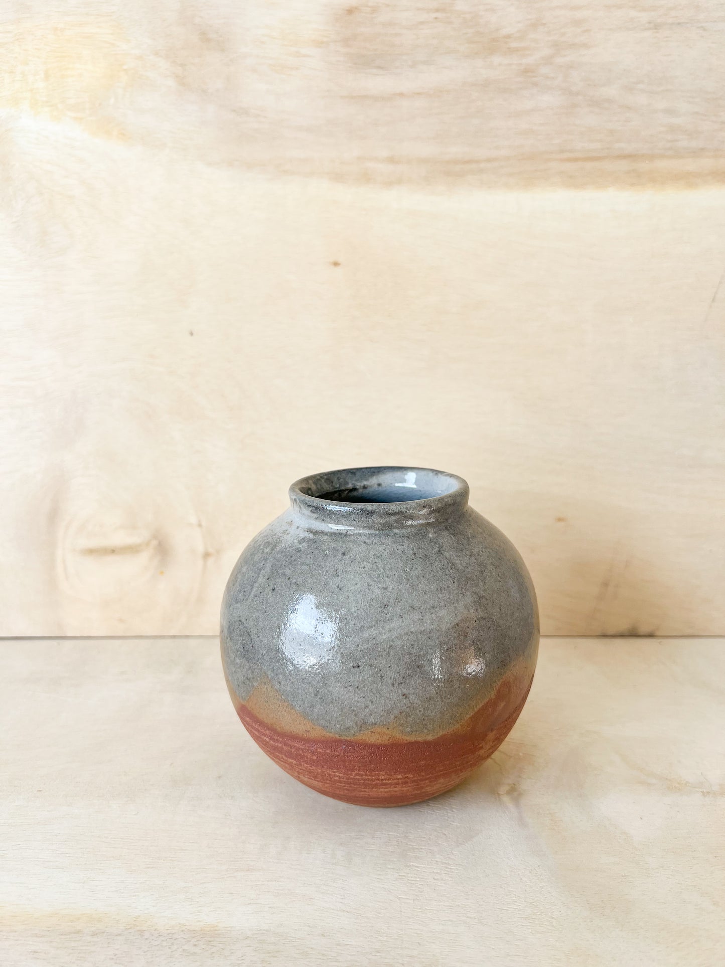 Small Sunset Shino Moon Jar with Carbon Trapping