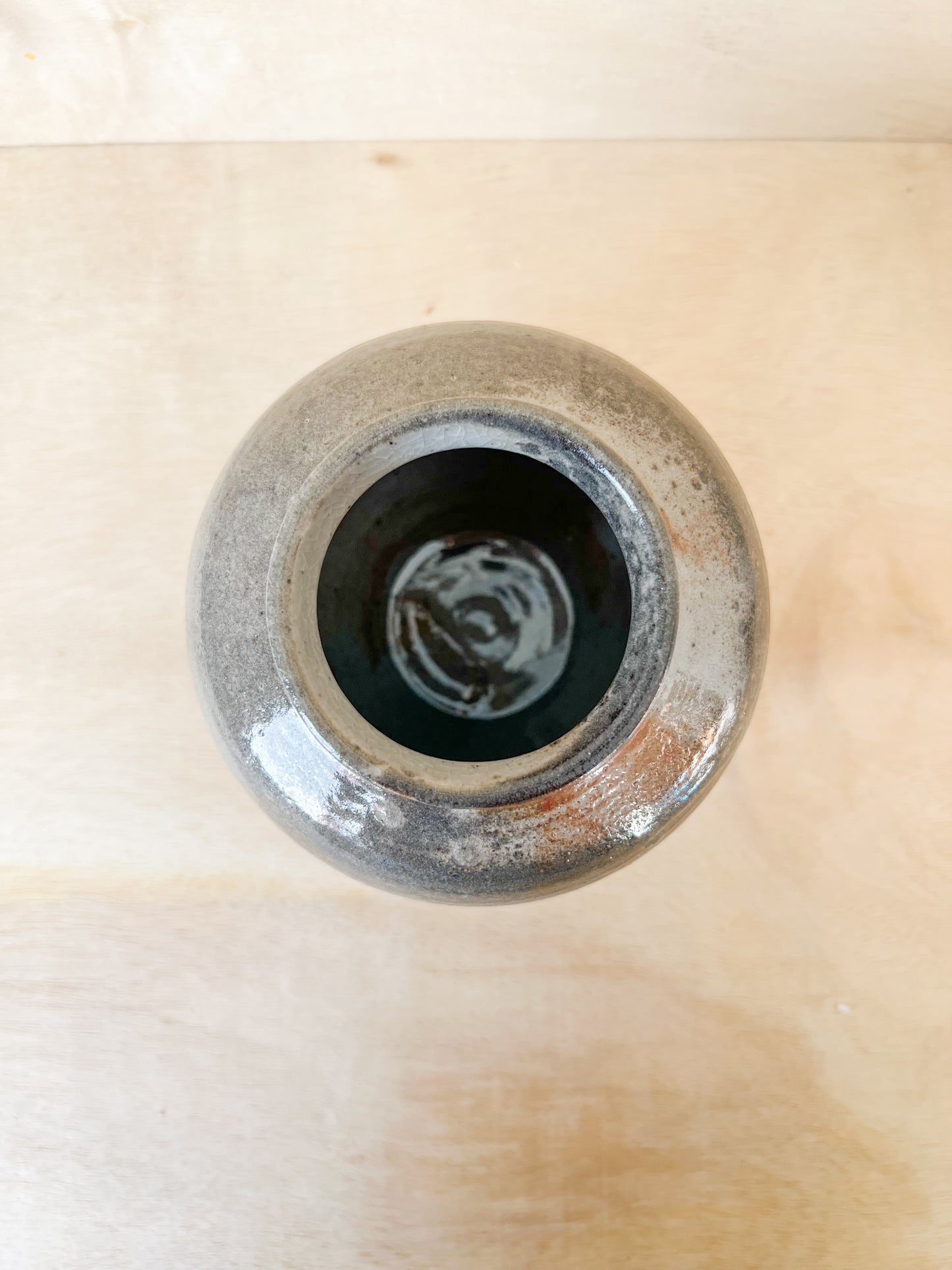 Small Sunset Shino Moon Jar with Carbon Trapping