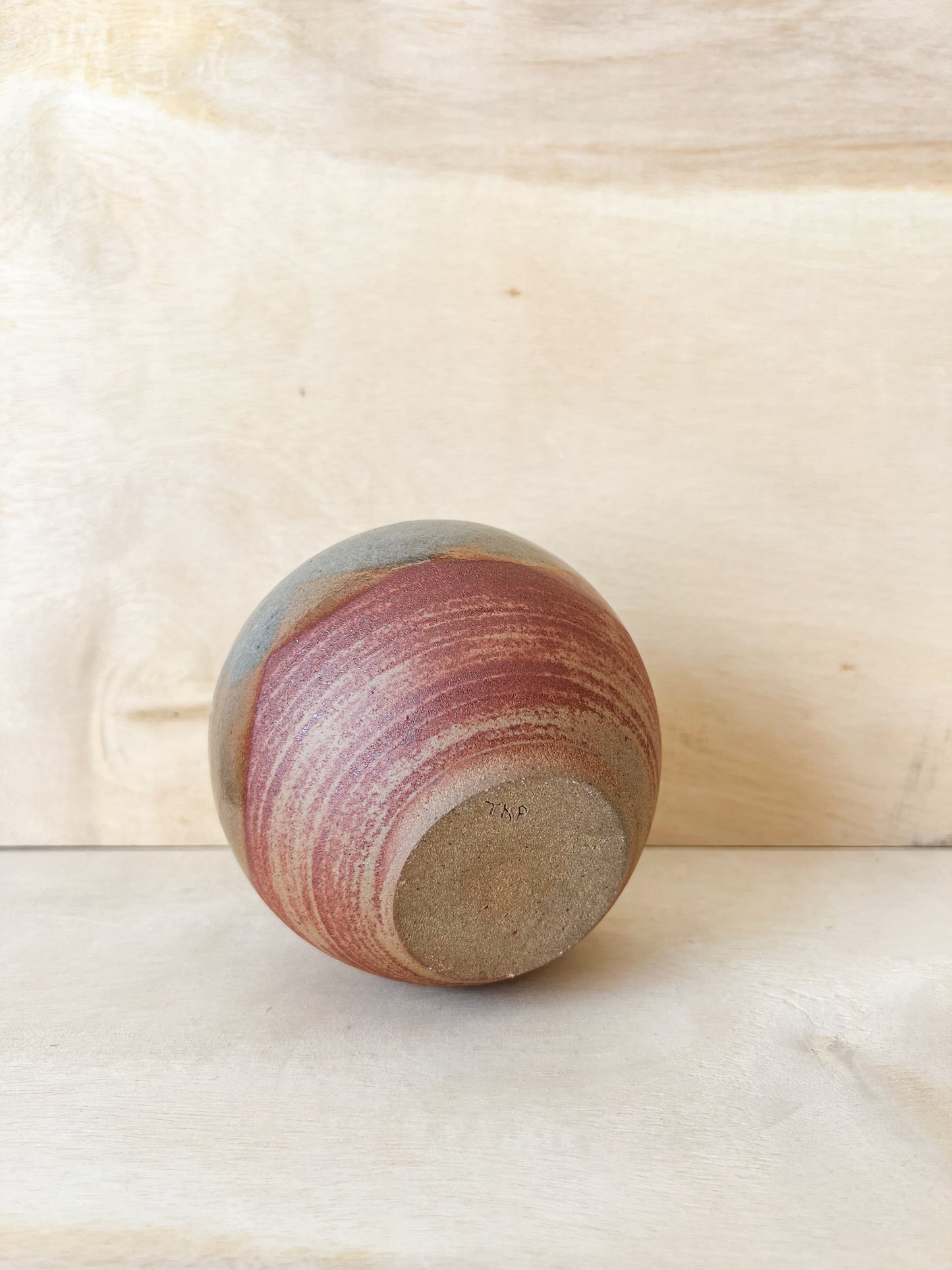 Small Sunset Shino Moon Jar with Carbon Trapping