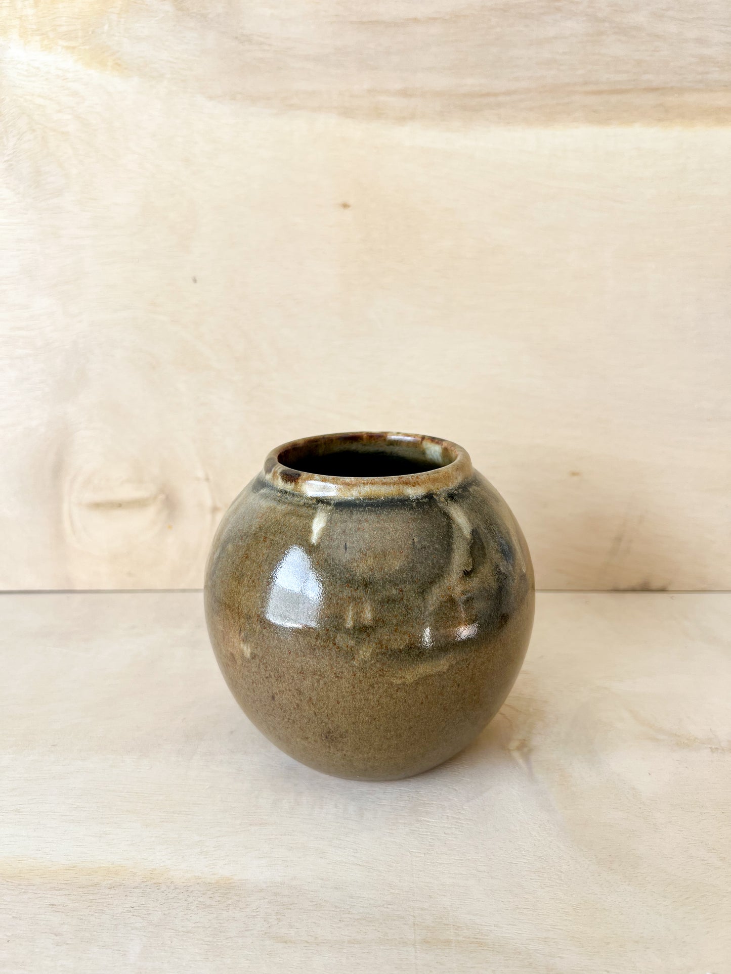 Brownish Green Moon Jar