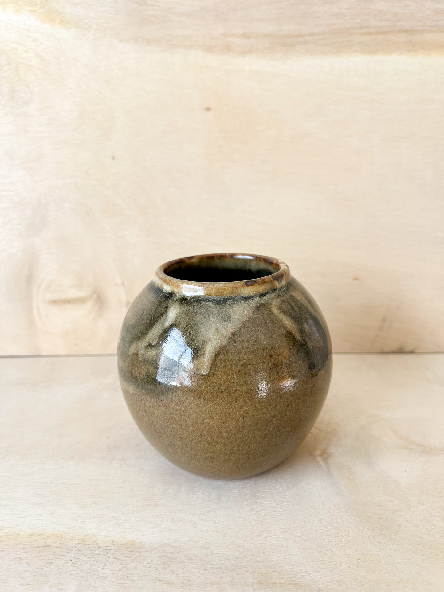Brownish Green Moon Jar