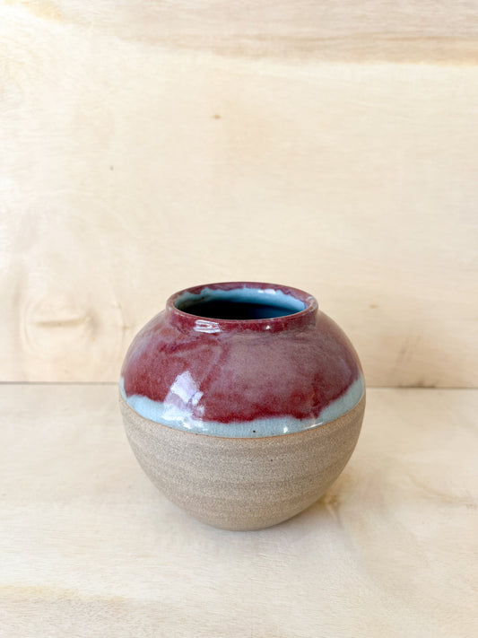 Red Wash Moon Jar