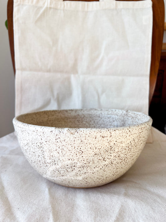 Speckled White Matte Serving Bowl