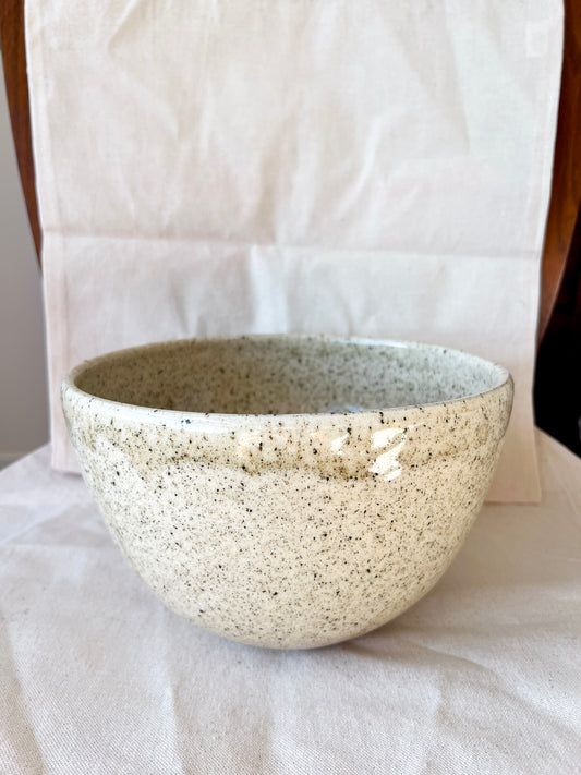 Speckled White Shiny Serving Bowl