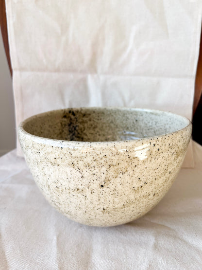 Speckled White Shiny Serving Bowl