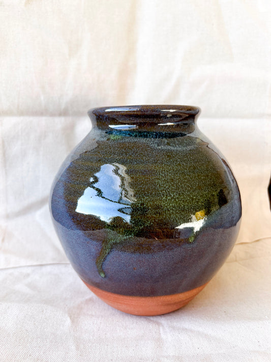 Deep Blue Green Moon Jar
