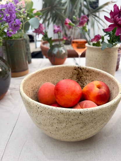 Speckled White Shiny Serving Bowl