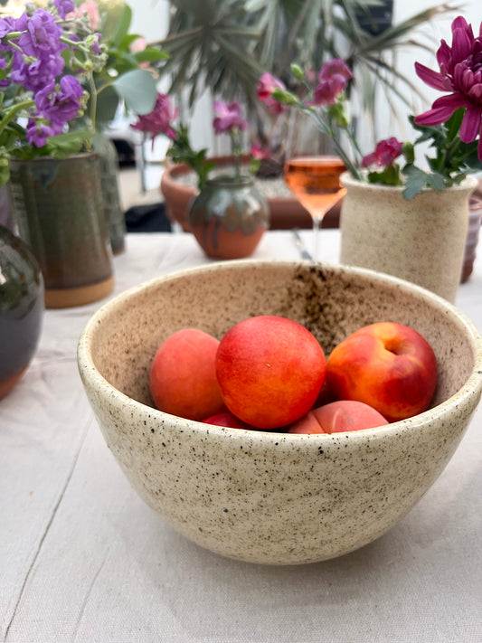 Speckled White Shiny Serving Bowl