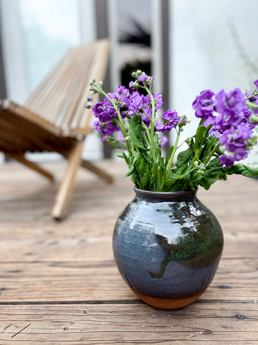 Deep Blue Green Moon Jar