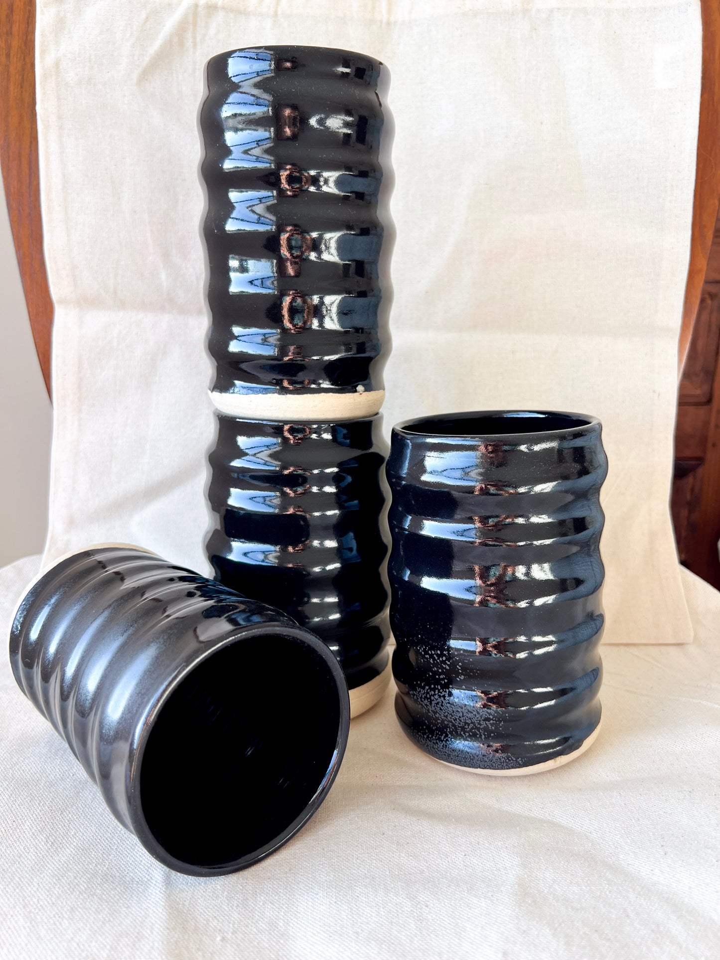 Black Wavy Vase