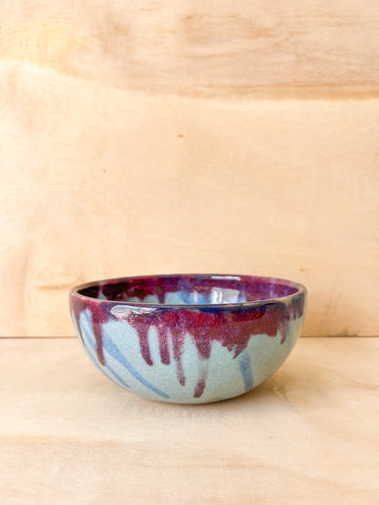 Bowl in Blue with Red Wash