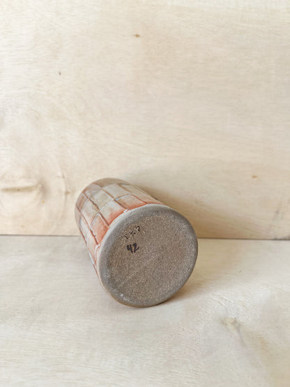 Small Sunset Shino Carved Vase