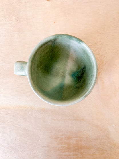 Teacup with Saucer in Green and White