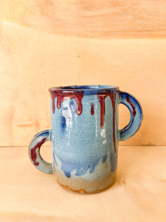 Crock in Blue with Red Wash