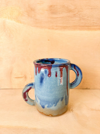 Crock in Blue with Red Wash