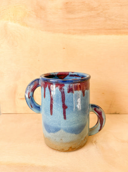 Crock in Blue with Red Wash