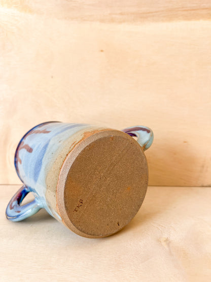 Crock in Blue with Red Wash
