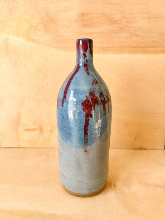 Bottle in Blue with Red Wash