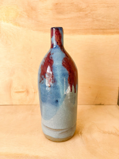 Bottle in Blue with Red Wash