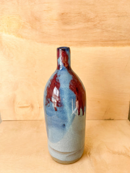 Bottle in Blue with Red Wash