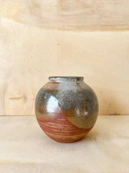 Small Sunset Shino Moon Jar with Carbon Trapping