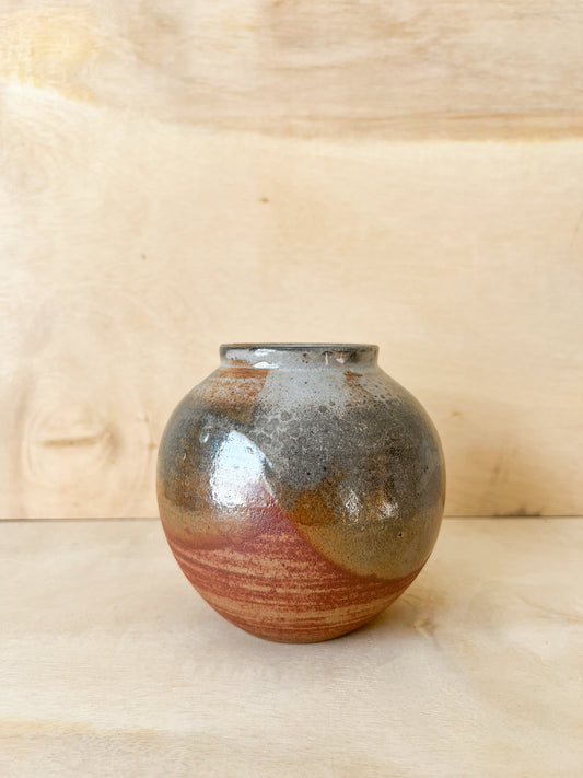 Small Sunset Shino Moon Jar with Carbon Trapping