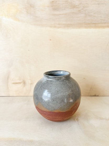 Small Sunset Shino Moon Jar with Carbon Trapping