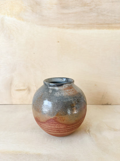 Small Sunset Shino Moon Jar with Carbon Trapping