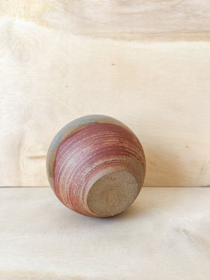 Small Sunset Shino Moon Jar with Carbon Trapping