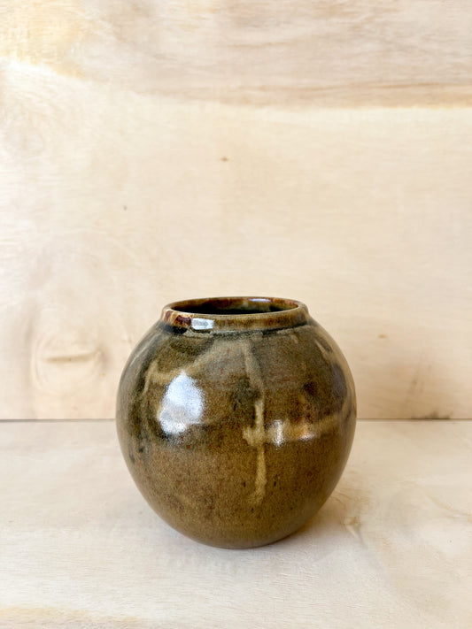 Brownish Green Moon Jar
