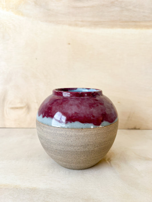Red Wash Moon Jar