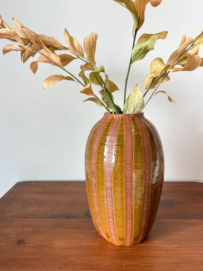 Striped Olive Vase