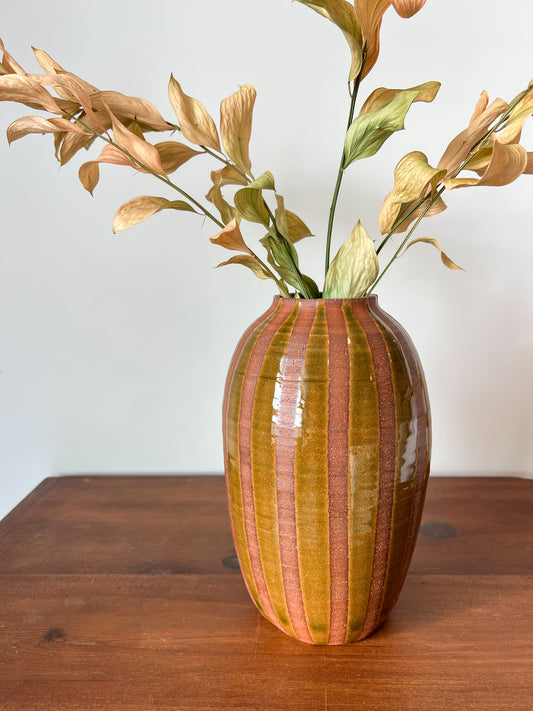 Striped Olive Vase